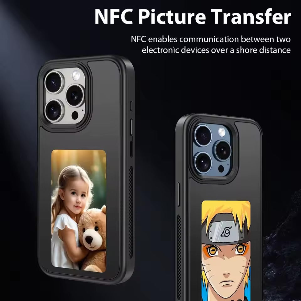 NFC Function Phone Case DIY Electronic Ink Case For iPhone 15 14 pro 3.7inch Screen Display Box Wireless
