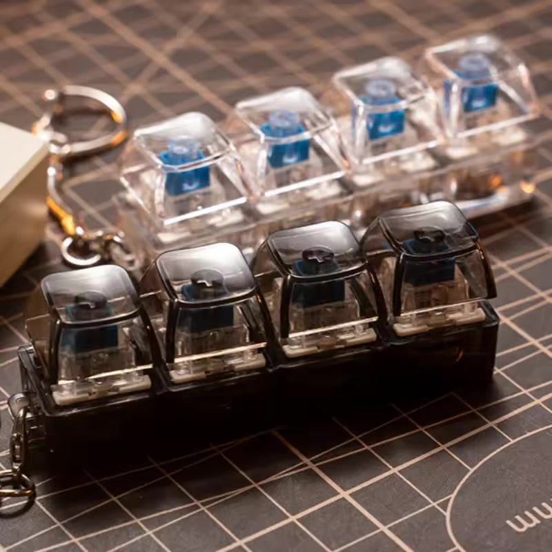 Keyboard Toy Keychain DIY Button Keycap Fidget Keychain Decompression Toys Mechanical Key Toy for Adult to Relief Pass Time