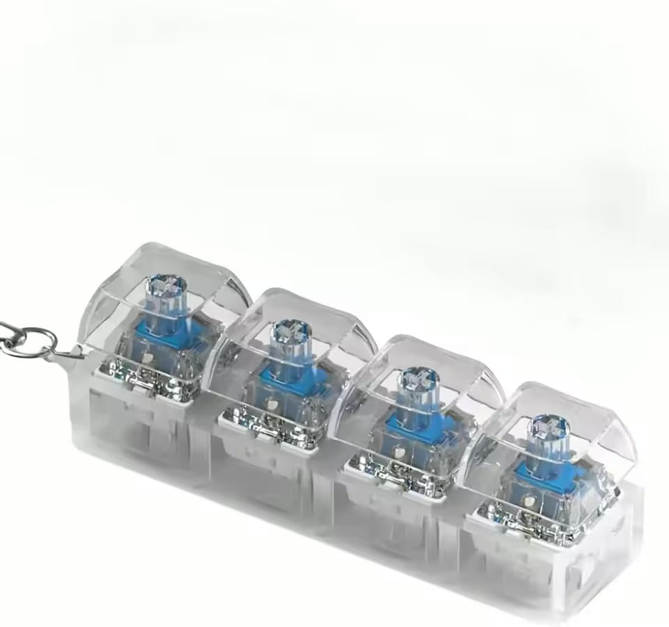 Keyboard Toy Keychain DIY Button Keycap Fidget Keychain Decompression Toys Mechanical Key Toy for Adult to Relief Pass Time