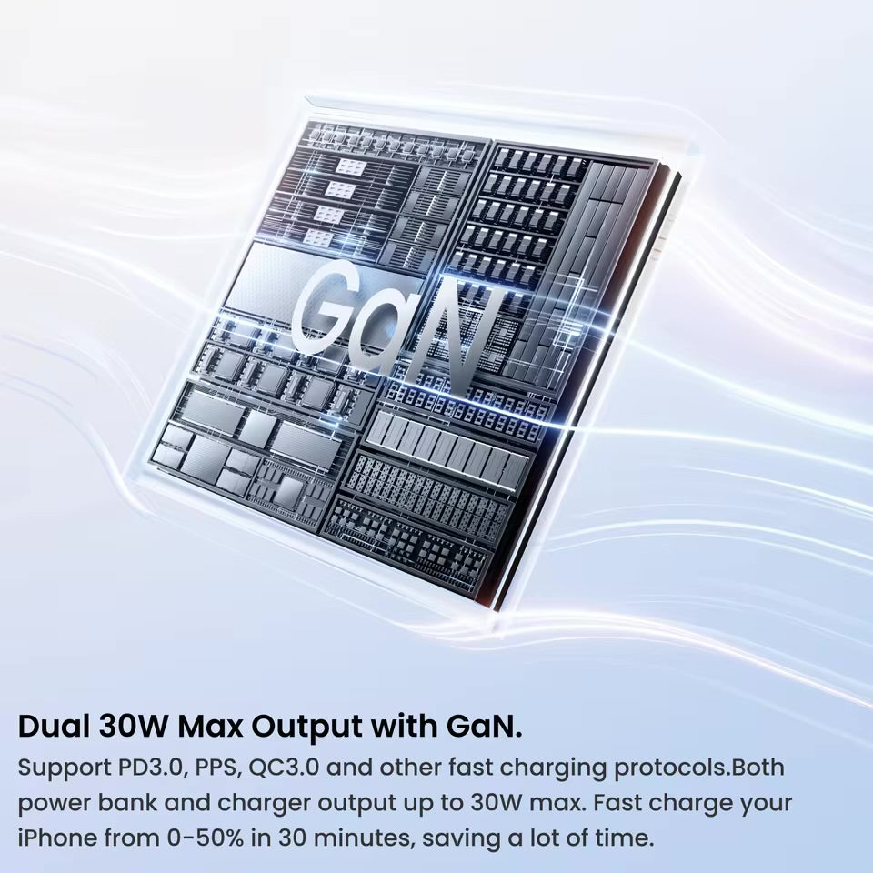 SHARGE 3-in-1 Portable Power Bank 30W USB-C Charger with USB-C Cable 10,000mAh AC Plug Max Battery Pack for iPhone 16/15 Galax