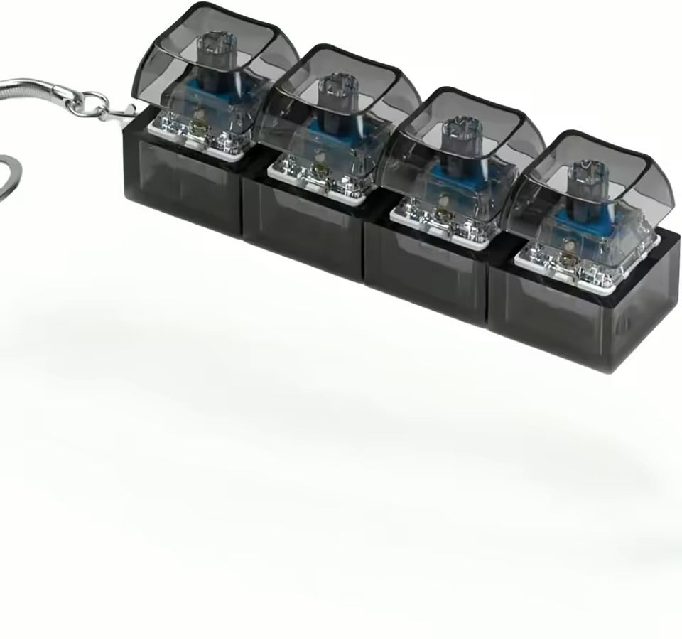 Keyboard Toy Keychain DIY Button Keycap Fidget Keychain Decompression Toys Mechanical Key Toy for Adult to Relief Pass Time