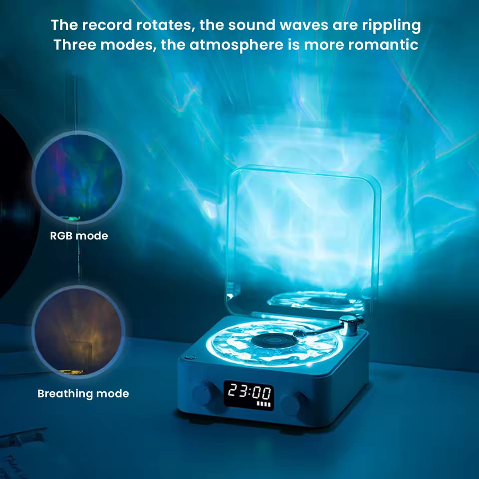 Wireless Portable The Vinyl Player Mini Portable Retro Sleep Aid Speakers Adjustable RGB Lights For Bedroom Office