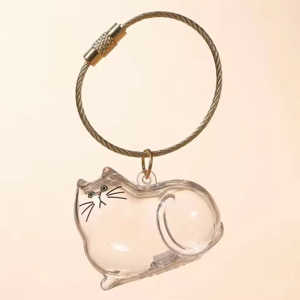 Pet Hair Memorial Resin Storage Capsule Creative Cat/Dog Hair Pendant Unique Keychain Novel Trendy Souvenir Car Decorate Gift