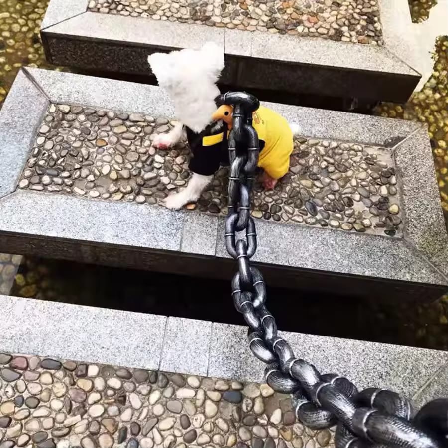 Simulated Iron Chain Dog with Dog Chain Traction Rope Dog Rope Funny Outdoor Plastic Thick Chain