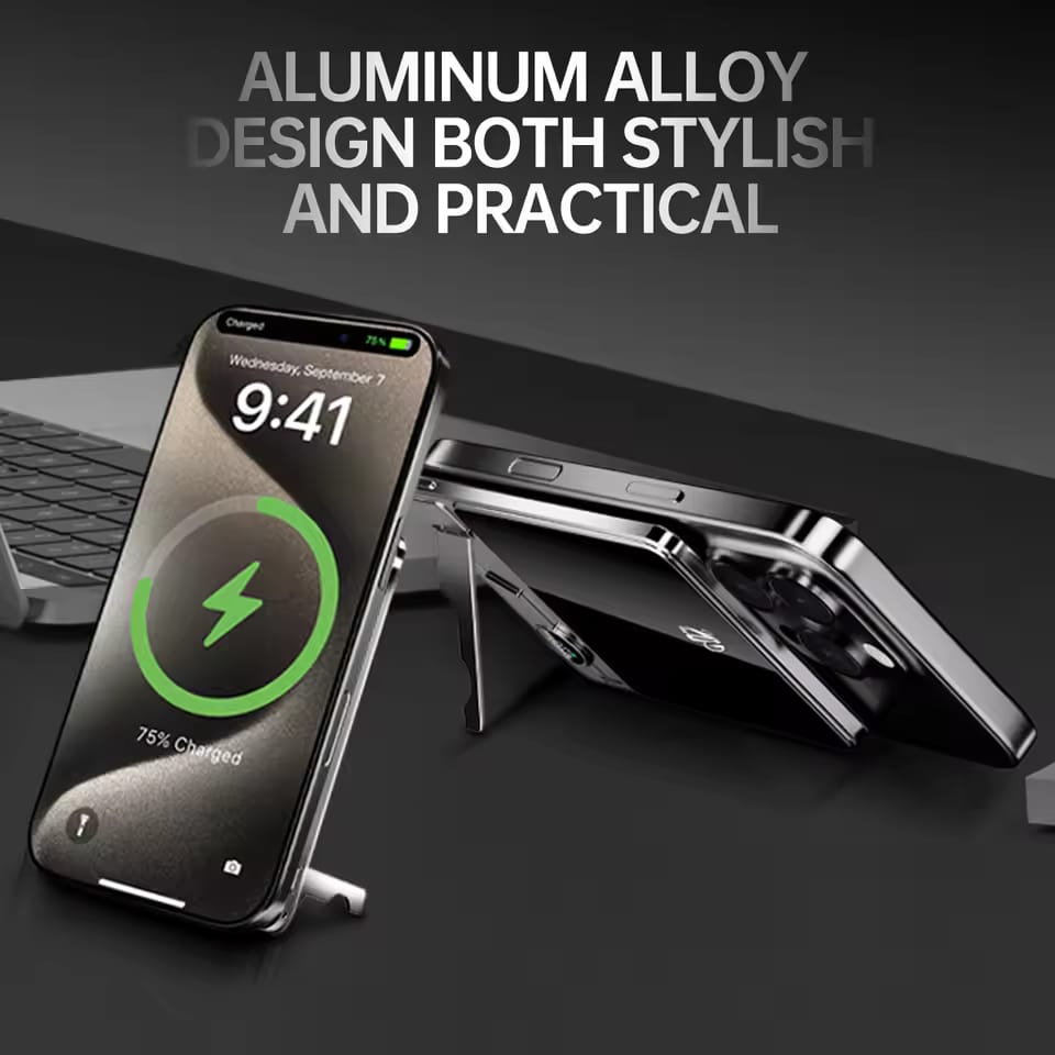 Portable Charger Powerbank With Cable PD20W Power Bank Wireless 15W With Phone Holder LED Display Mobile Phone Backup Battery