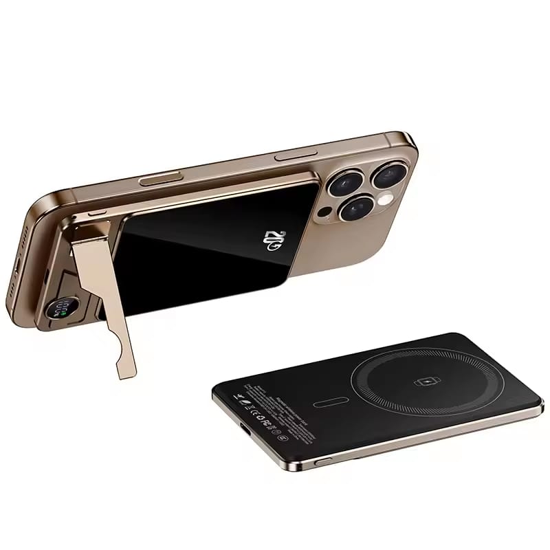 Portable Charger Powerbank With Cable PD20W Power Bank Wireless 15W With Phone Holder LED Display Mobile Phone Backup Battery